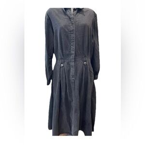 Orvis 1990s black denim maxi dress ladies‎ size 14-gingham accents-all cotton